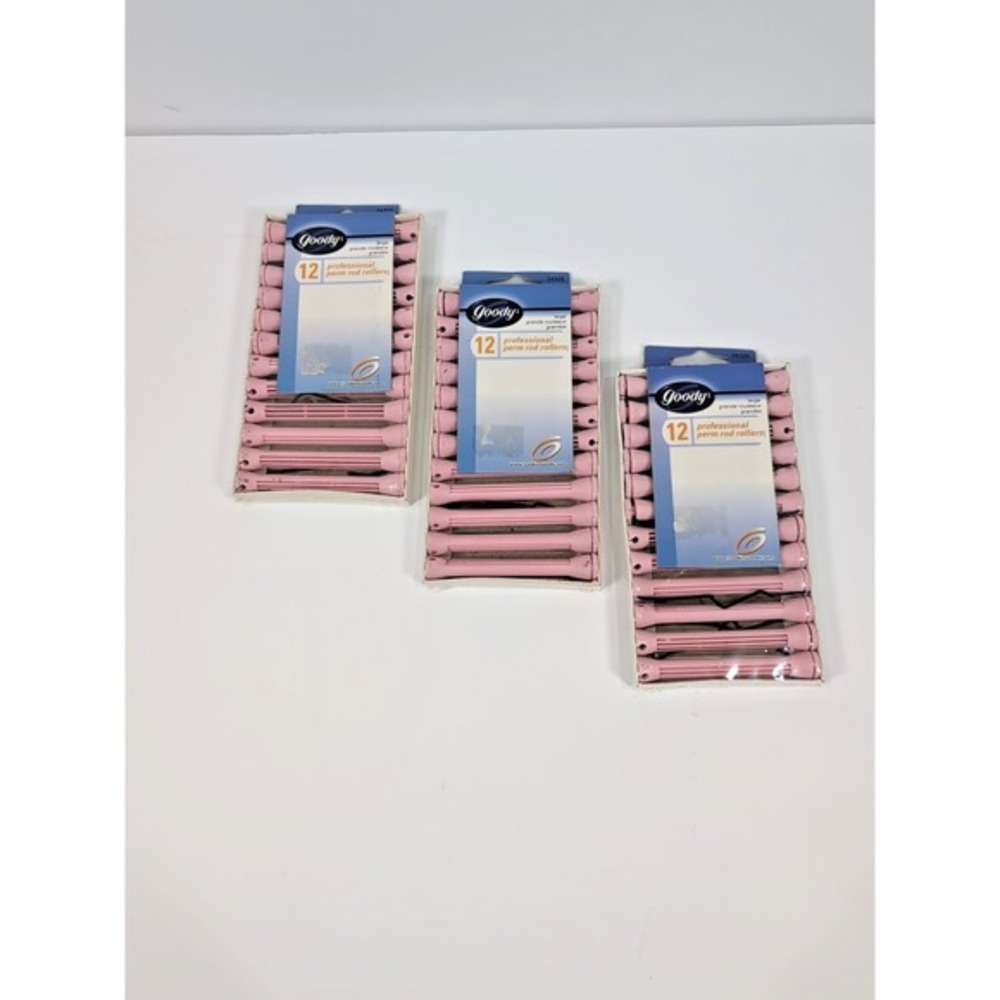 Goody Perm Rod Curlers Elastic Clasp Pink Soft Curl Rollers 3‎ Packs 12 Vintage